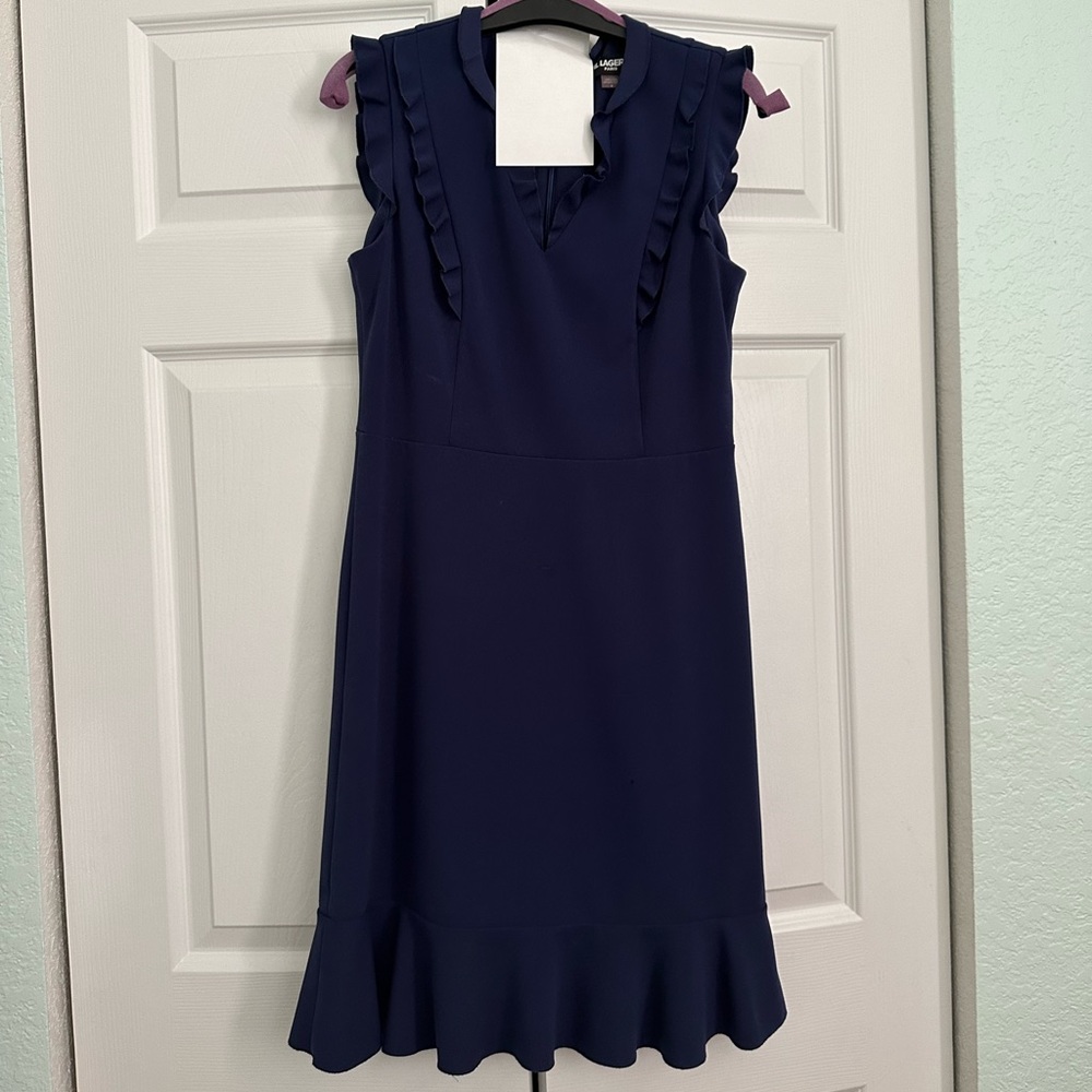 Karl Lagerfeld Paris Navy Ruffle Dress